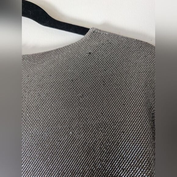 Black Halo Angie Jumpsuit Metallic Silver Black Flared Cutout Size 4 - Picture 15 of 16